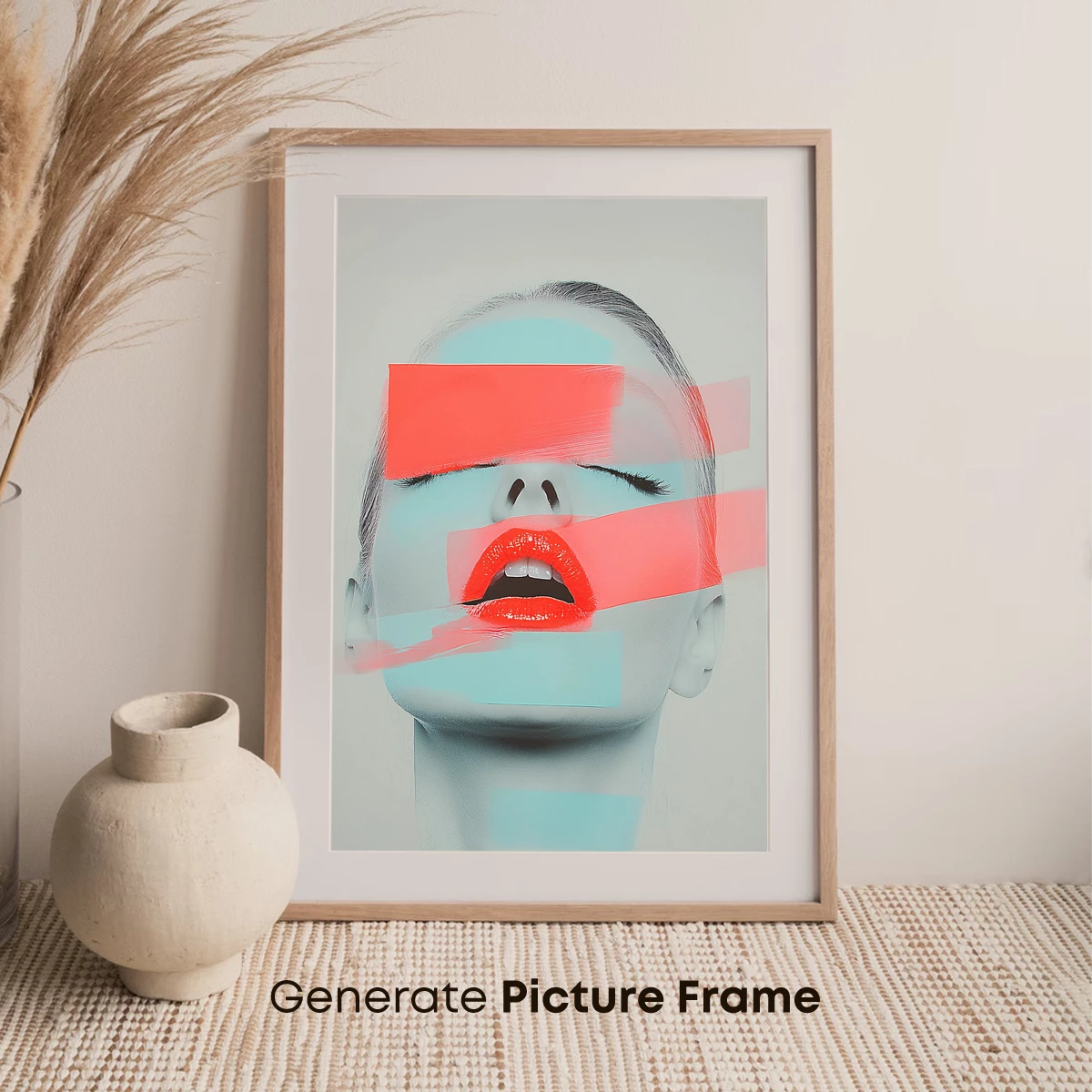 Abstract Face with Colorful Stripes - Image 7