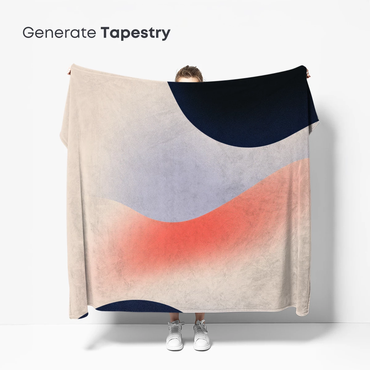 Abstract Waves in Coral and Navy - Image 5