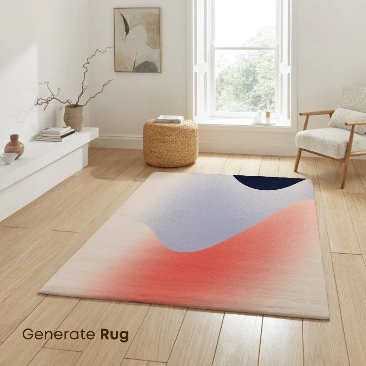 Abstract Waves in Coral and Navy - Image 6