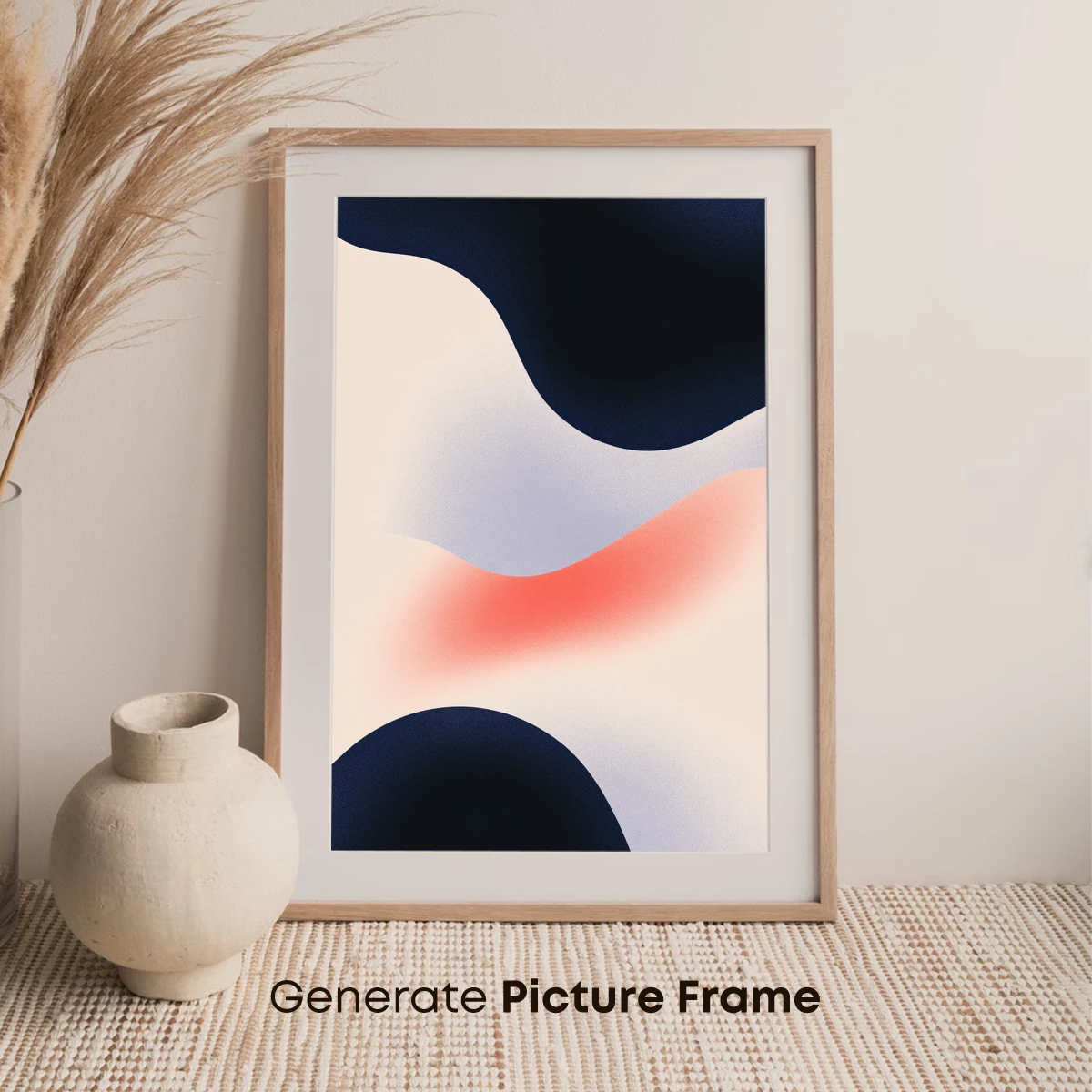 Abstract Waves in Coral and Navy - Image 7