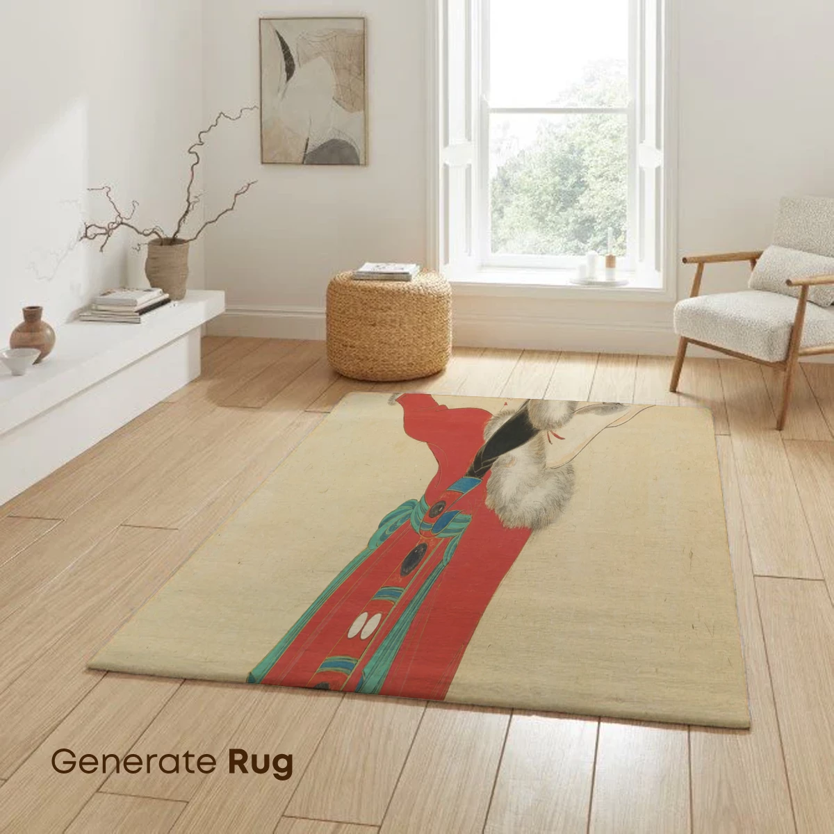 Elegant Dance of Tradition: Red Robe and Fur Trim - Image 6