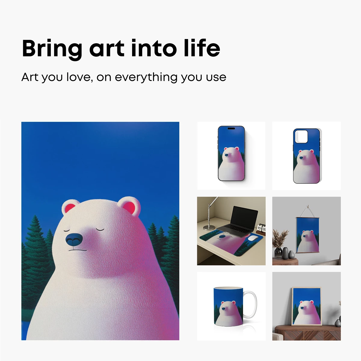 Dreamy Polar Bear in Neon Twilight - Image 2