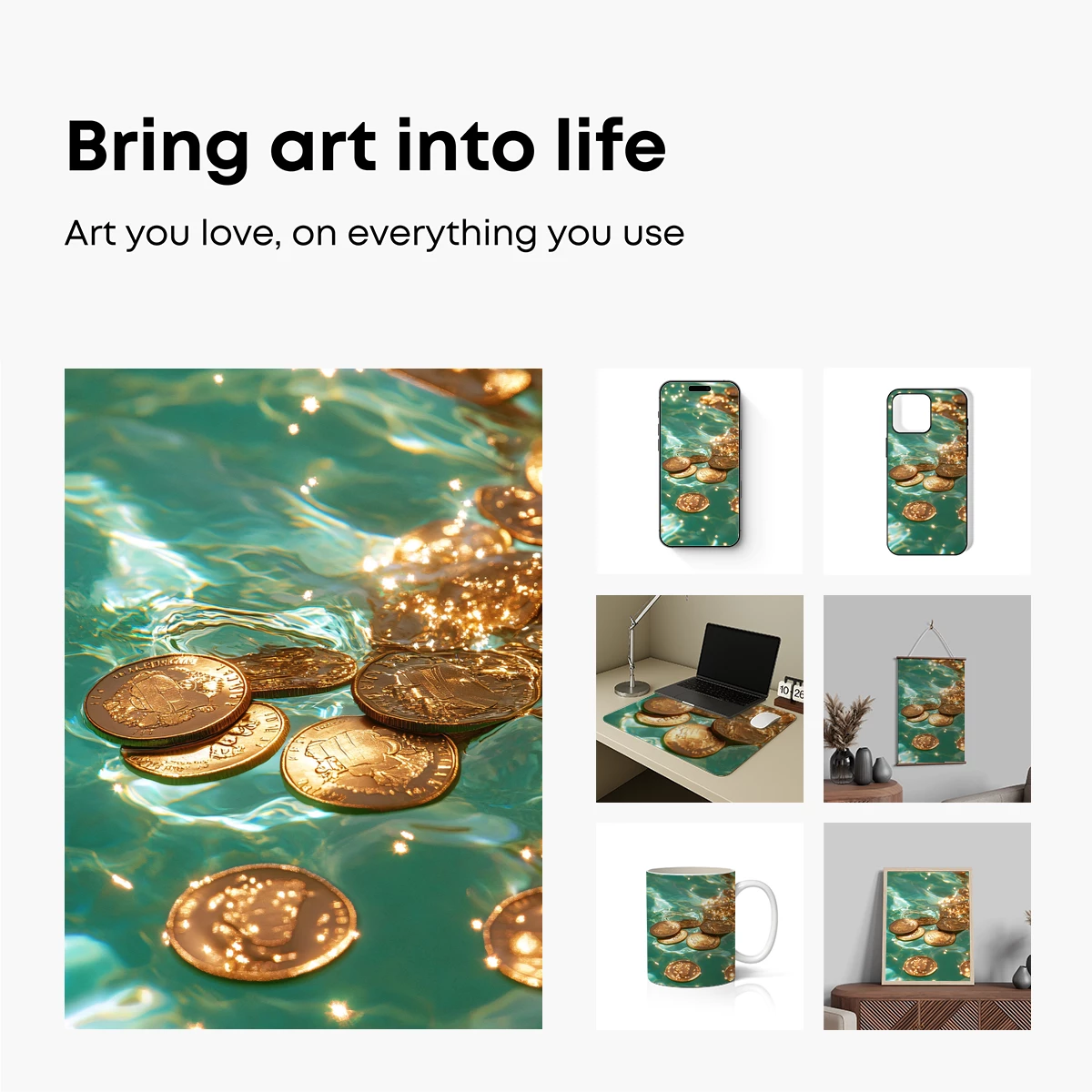 Golden Coins Glittering in Turquoise Waters Golden Coins Glittering in Turquoise Waters