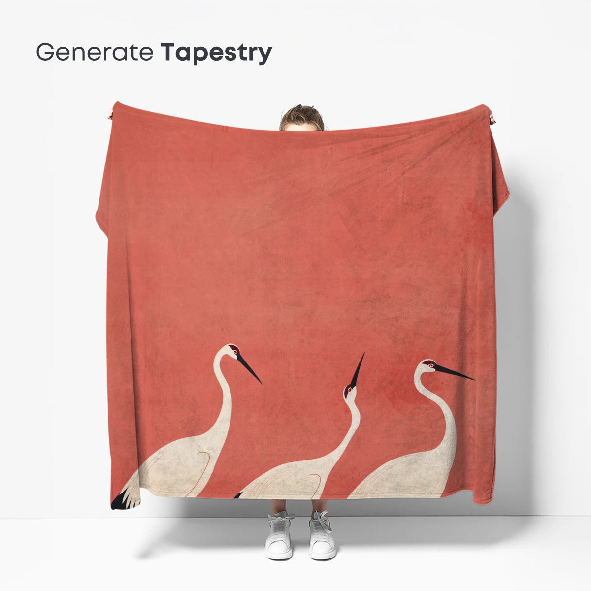 Elegant Cranes in Coral Dawn - Image 5