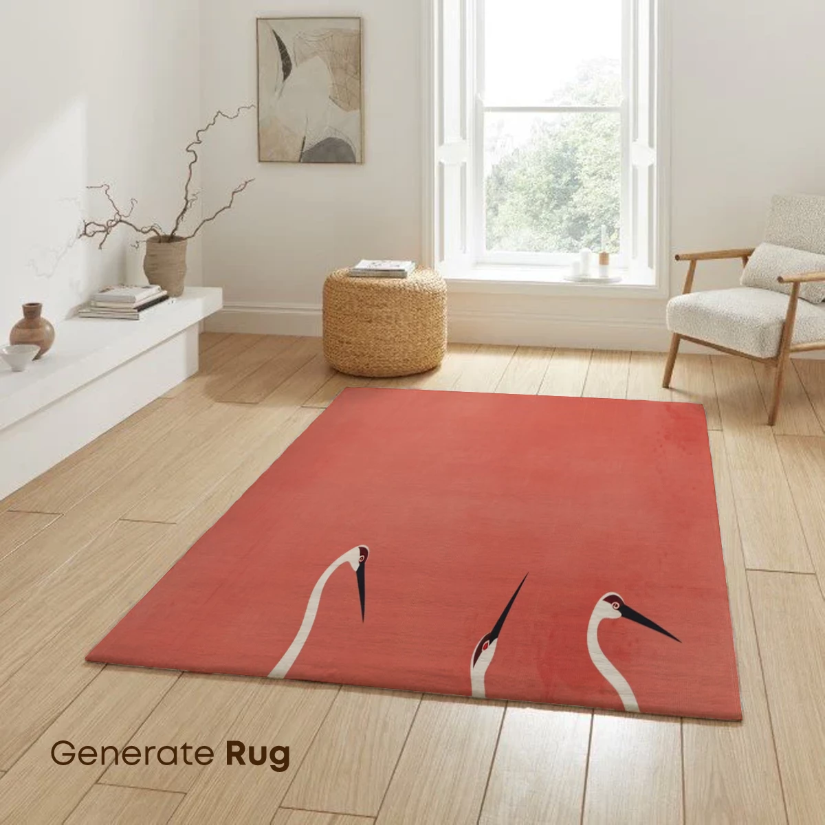 Elegant Cranes in Coral Dawn - Image 6