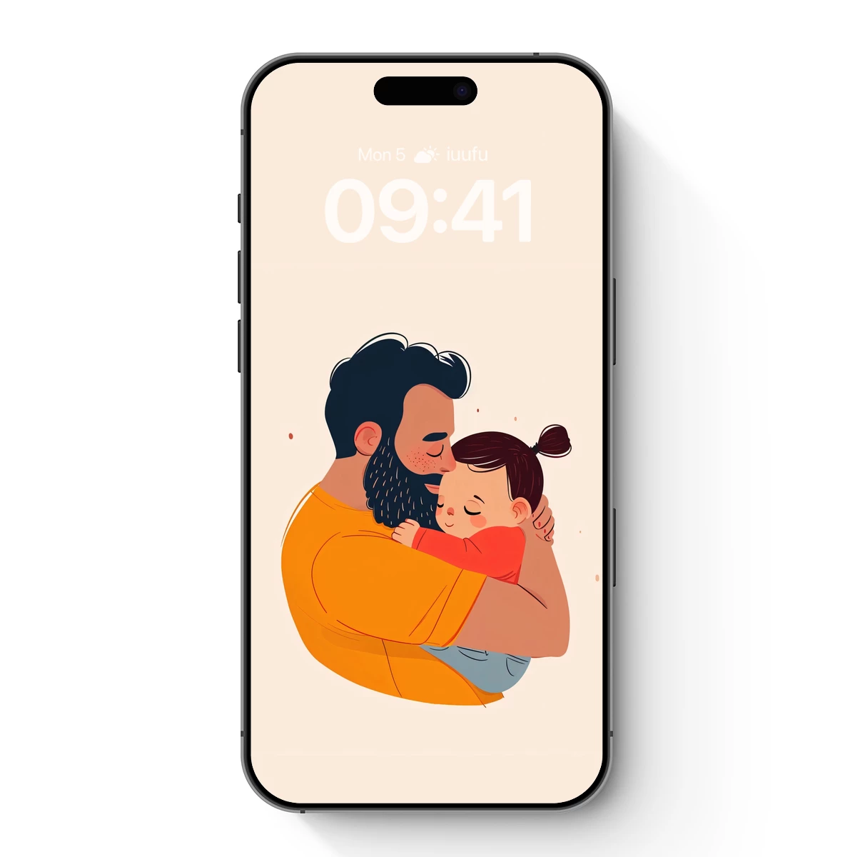 Heartfelt Embrace: Father and Child Cartoon Bond