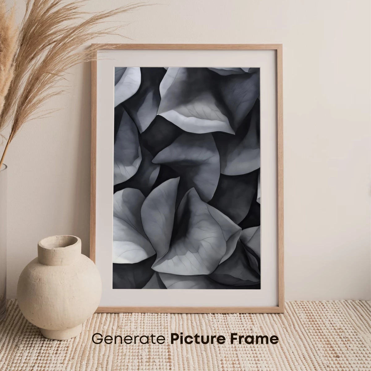 Monochrome Leaf Symphony: Abstract Botanical Art - Image 7