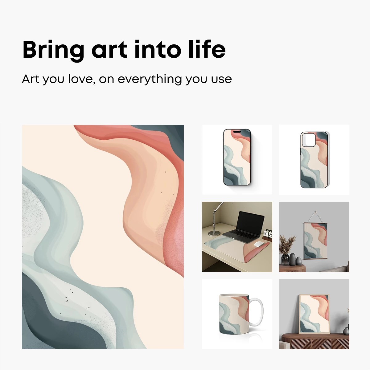 Fluid Layers of Serenity: Abstract Wavy Art - Image 2