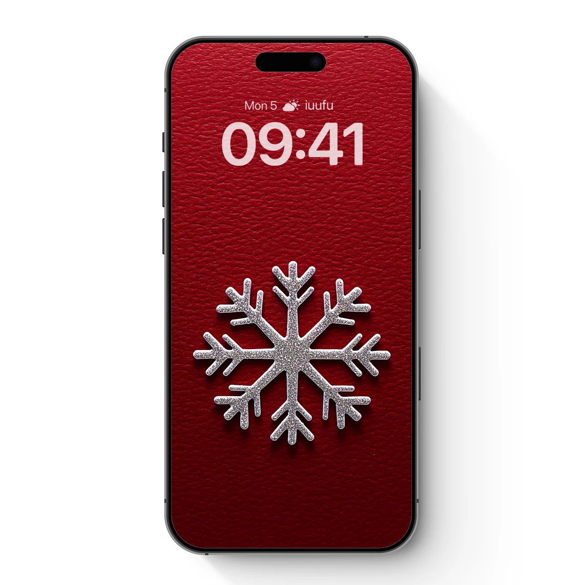 Glittering Snowflake on Crimson Canvas
