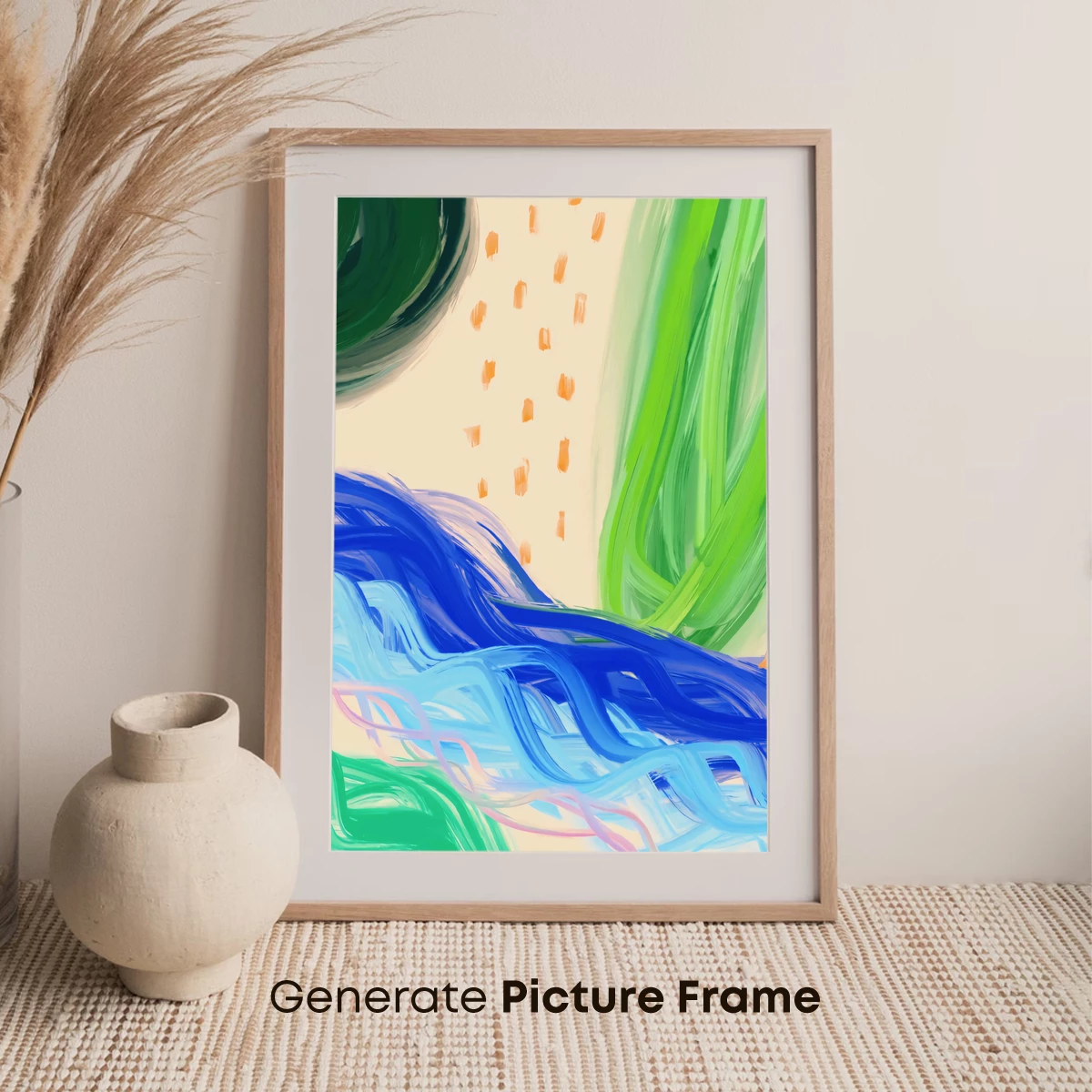 Abstract Flow: Blue and Green Brushstrokes Dance - Image 7