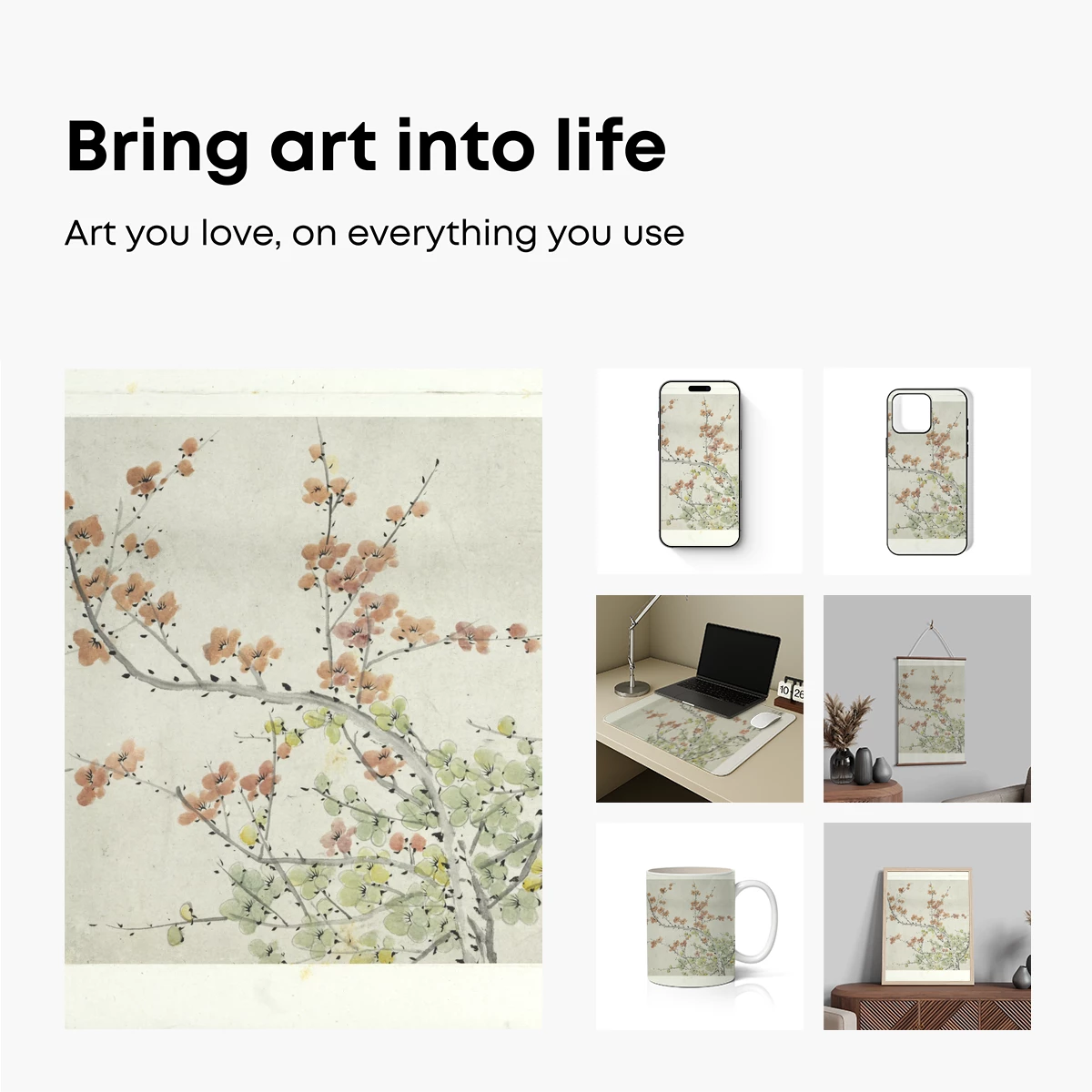 Blossoming Branches in Soft Hues: A Delicate Floral Artistry - Image 2