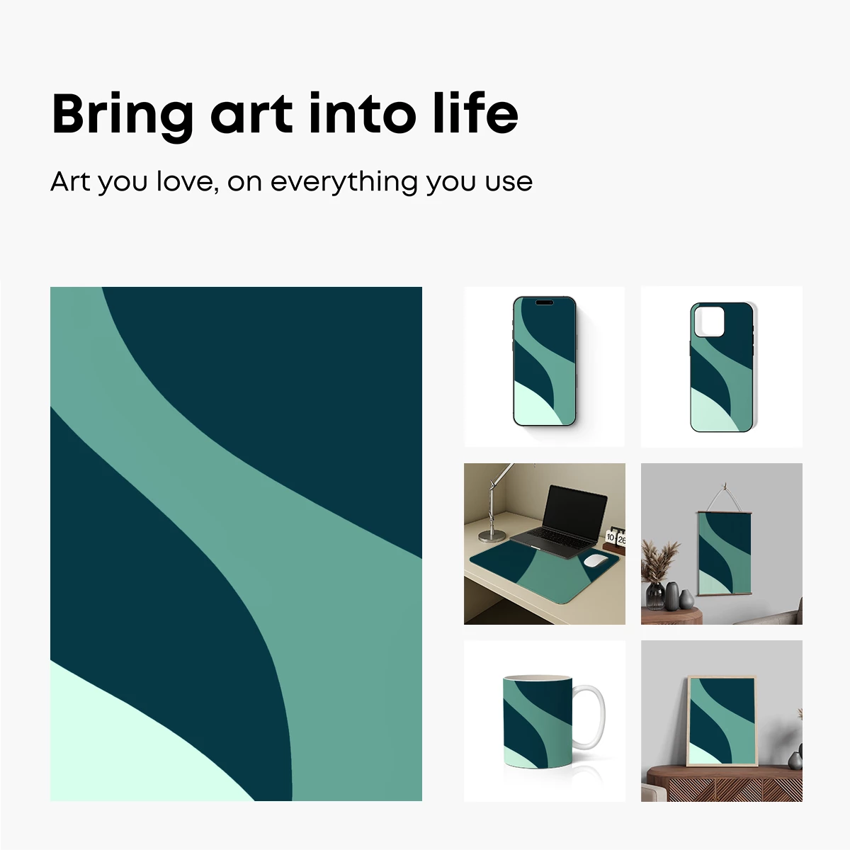Abstract Teal Harmony: Geometric Flow - Image 2