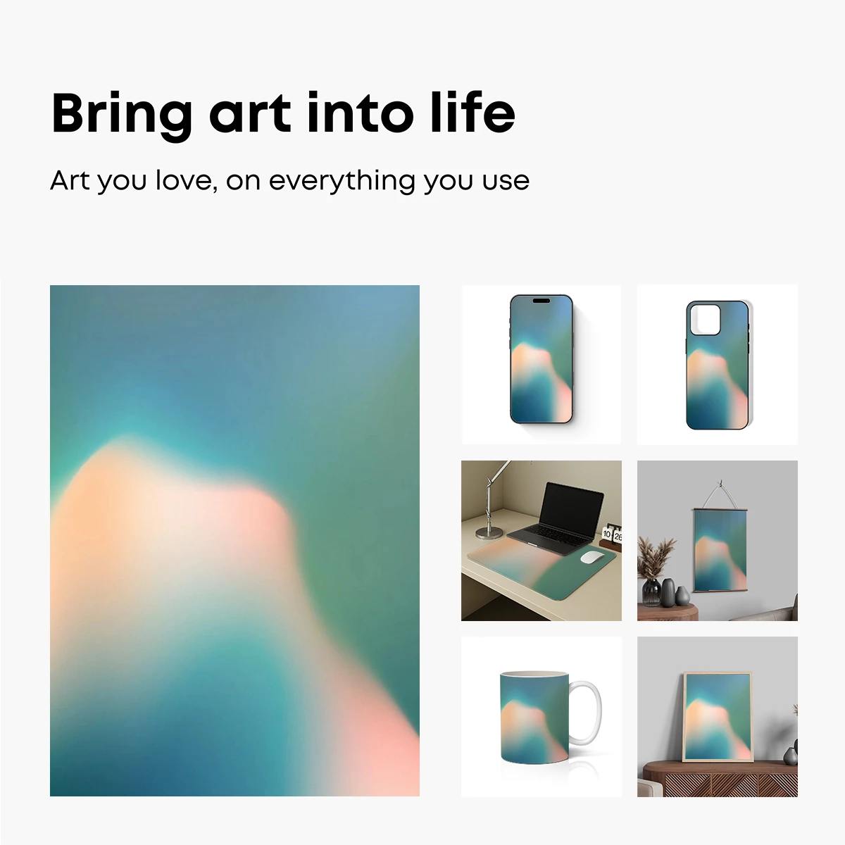 Abstract Teal and Peach Fusion - Image 2