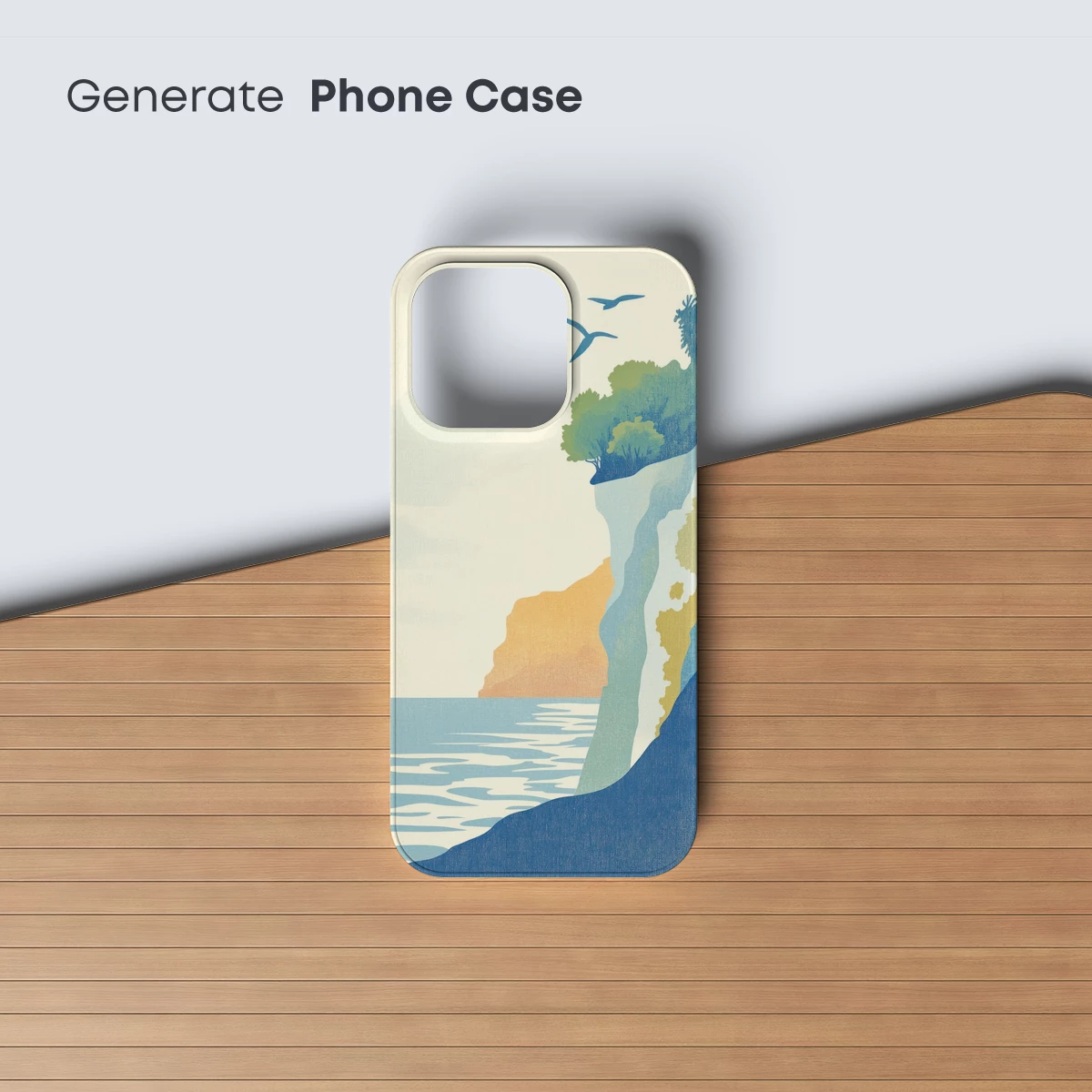 Cliffside Serenity: Coastal Calm in Abstract Layers - Image 3