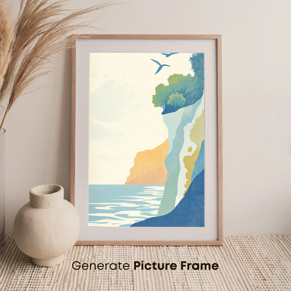 Cliffside Serenity: Coastal Calm in Abstract Layers - Image 7