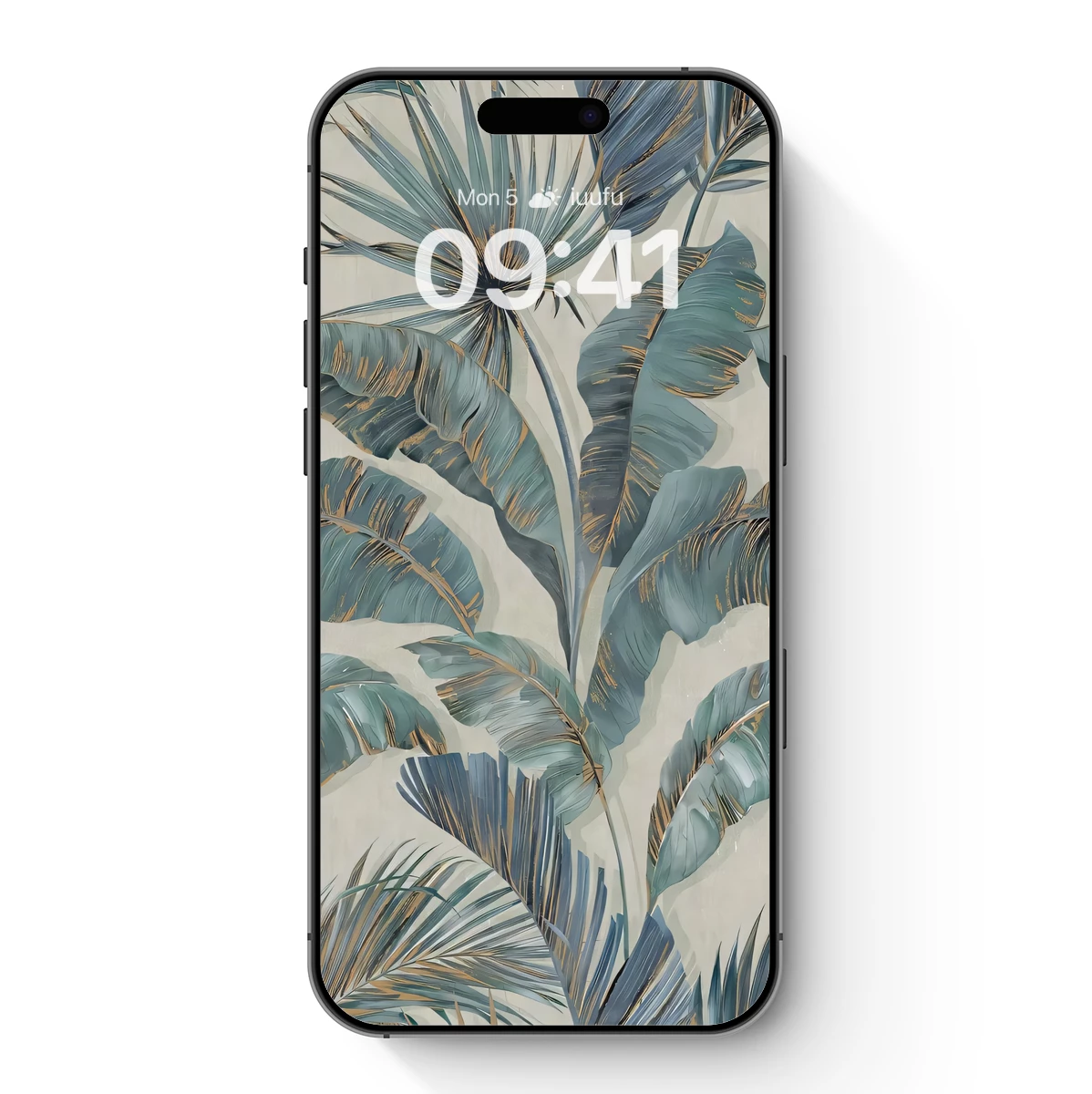 Ethereal Palm Symphony: Blue-Gold Botanical Art