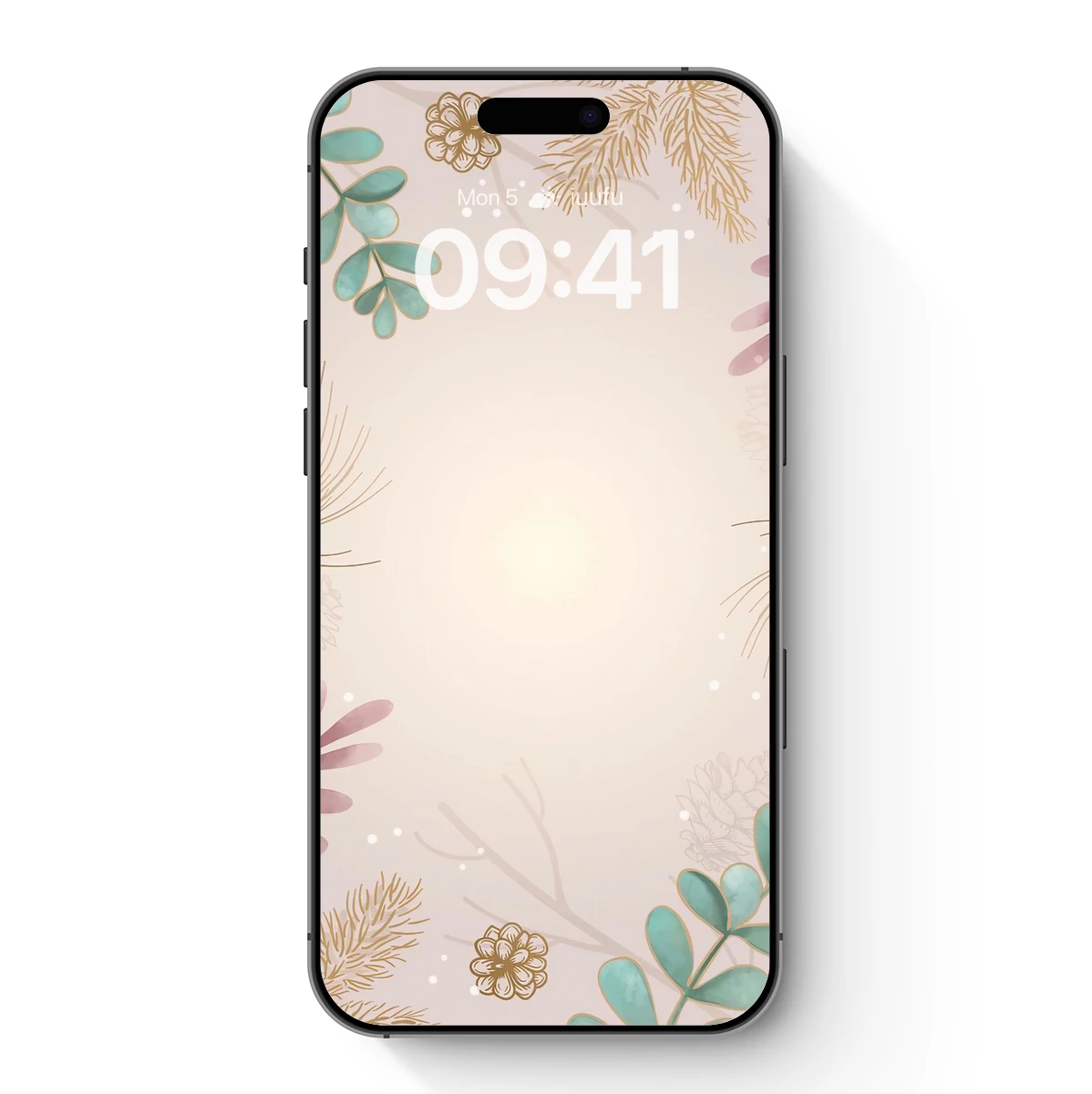 Ethereal Botanical Frame: Golden Whispers and Teal Leaves