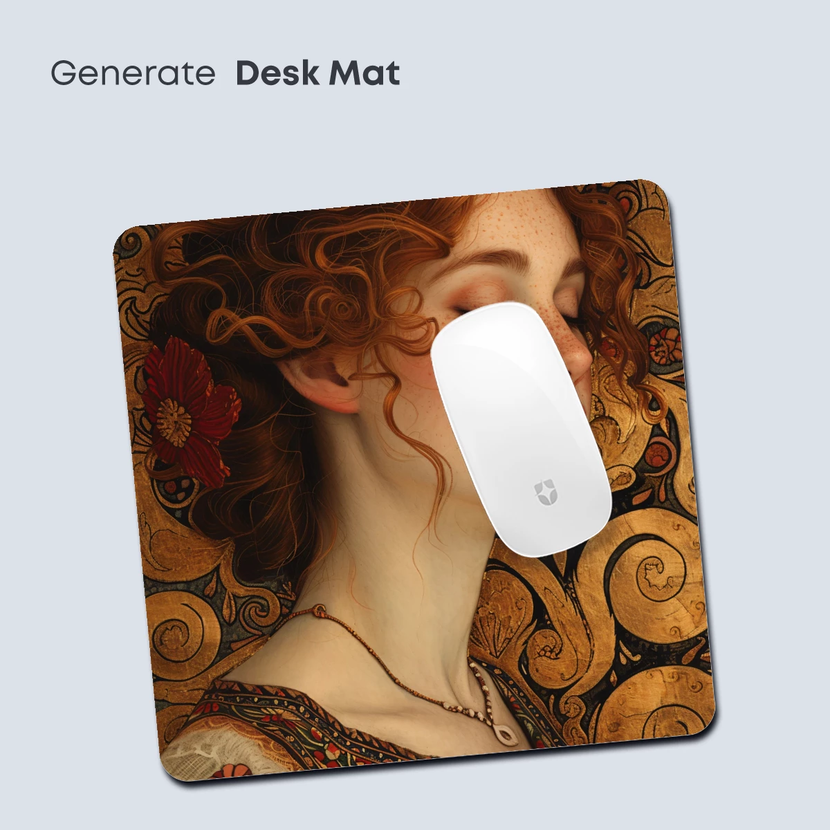Art Nouveau Elegance: Serene Portrait with Floral Embellishments - Image 4