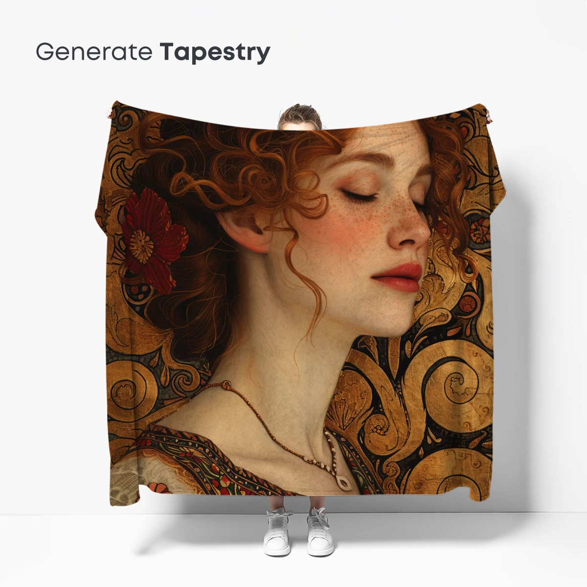 Art Nouveau Elegance: Serene Portrait with Floral Embellishments - Image 5