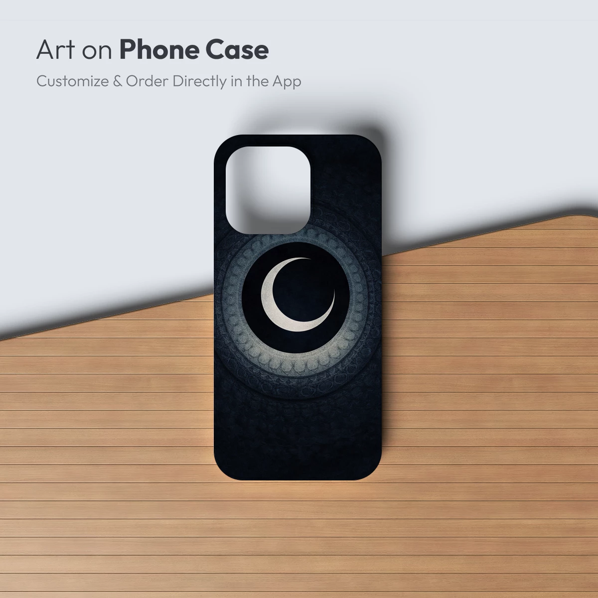 Eternal Crescent: Mystical Moon in Concentric Circles - Image 3