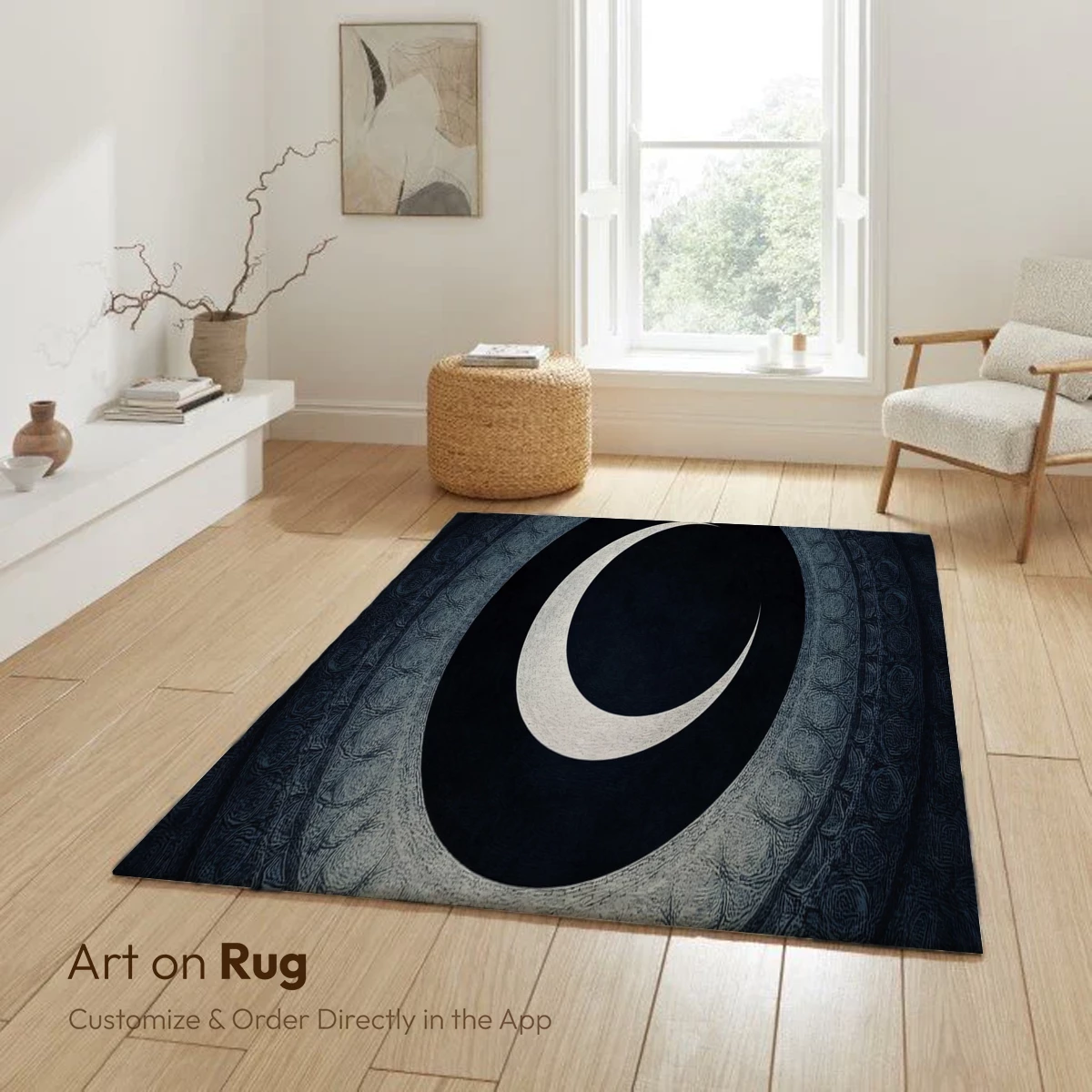 Eternal Crescent: Mystical Moon in Concentric Circles - Image 6