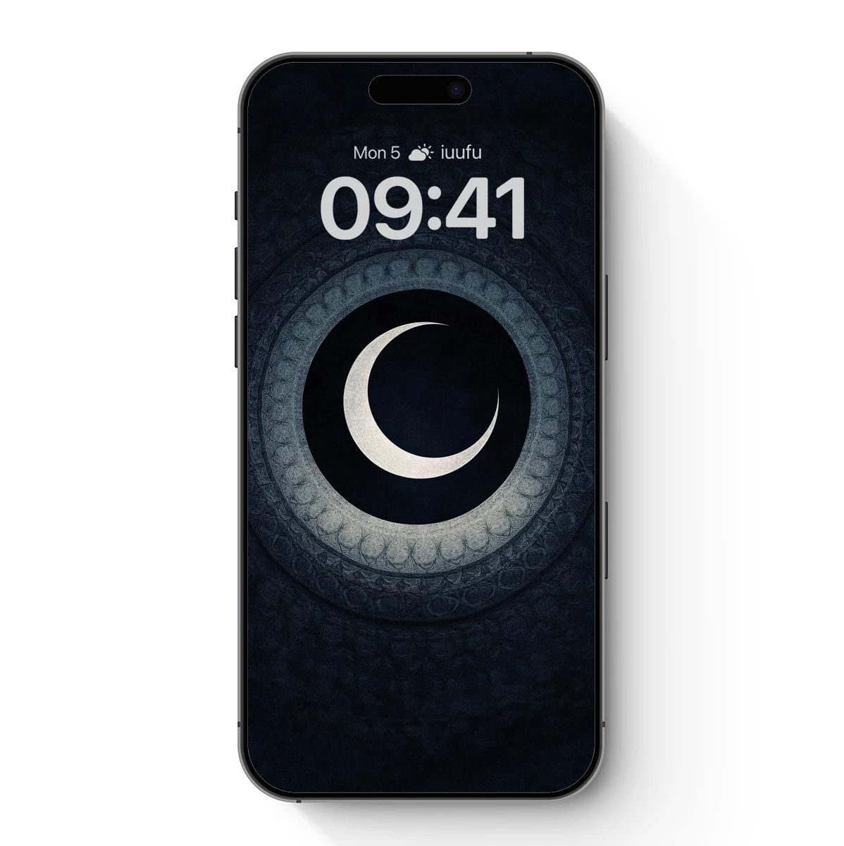 Eternal Crescent: Mystical Moon in Concentric Circles