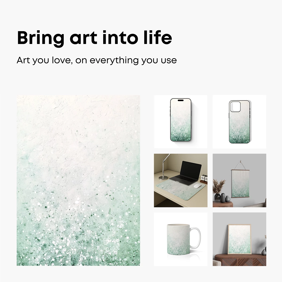 Aqua Serenity: Speckled Mist Abstract - Image 2