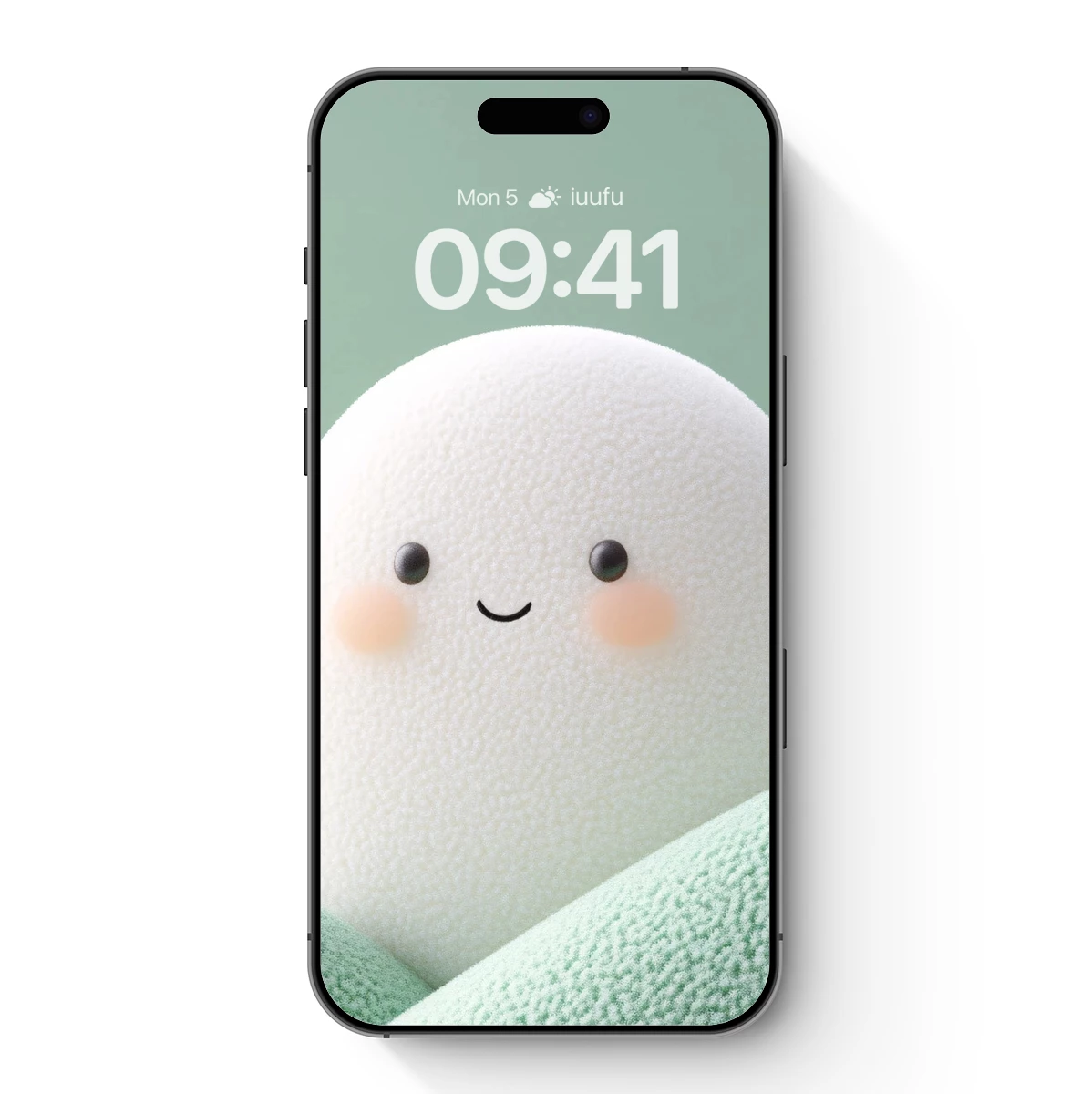 Chubby Egg Character Nestled in Soft Greens