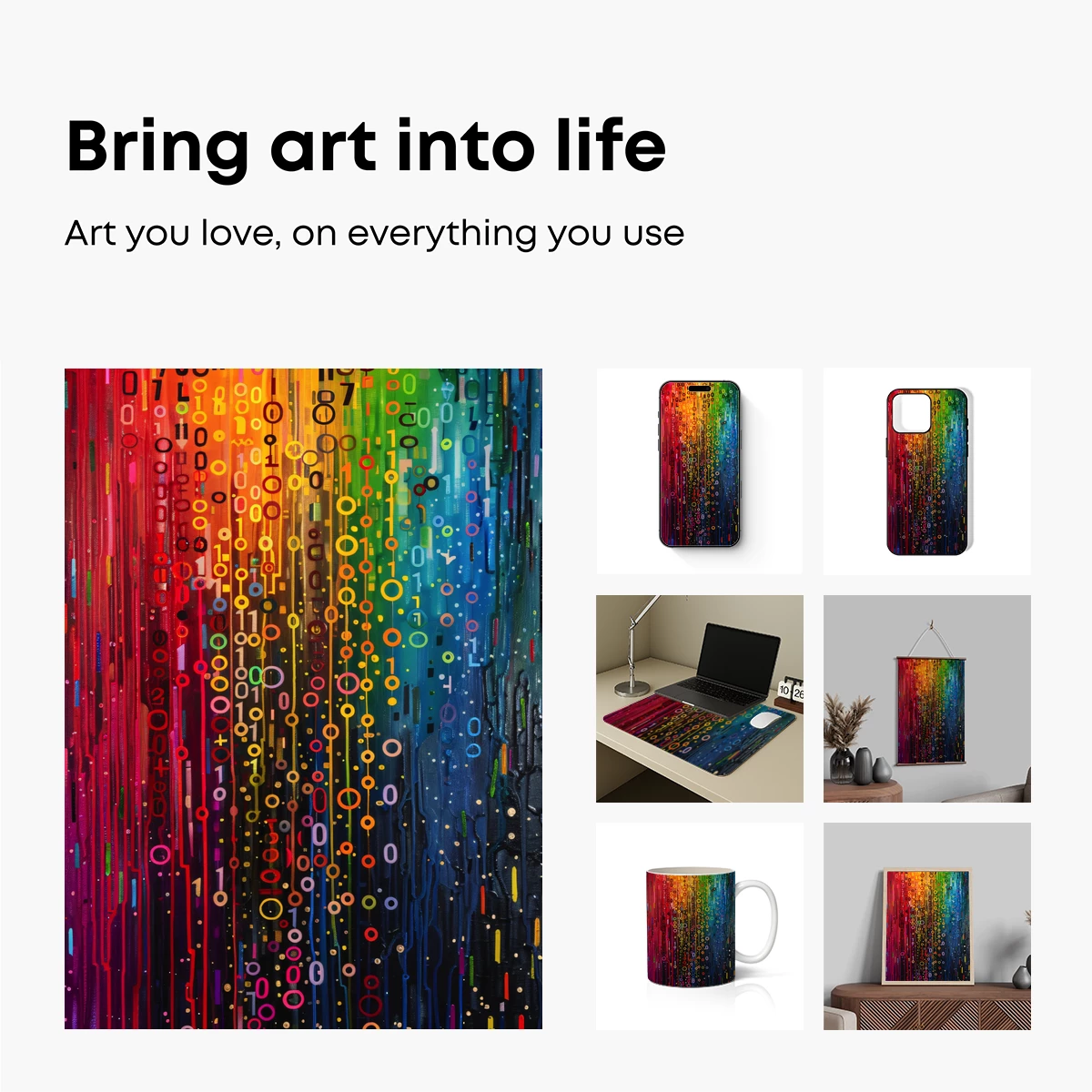 Binary Rainbow Symphony: Digital Art Fusion - Image 2
