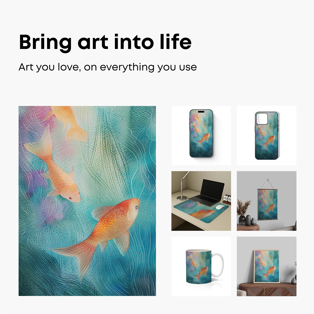 Aquatic Elegance: Golden Fish in Ethereal Waters - Image 2