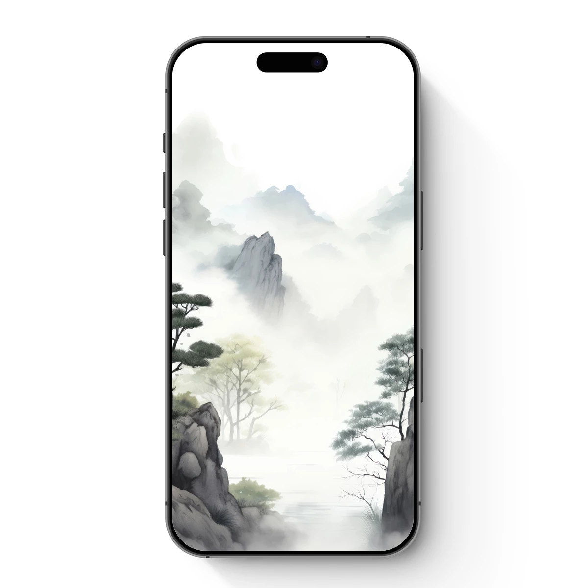 Misty Mountain Serenity: Ink Wash Landscape Misty Mountain Serenity: Ink Wash Landscape