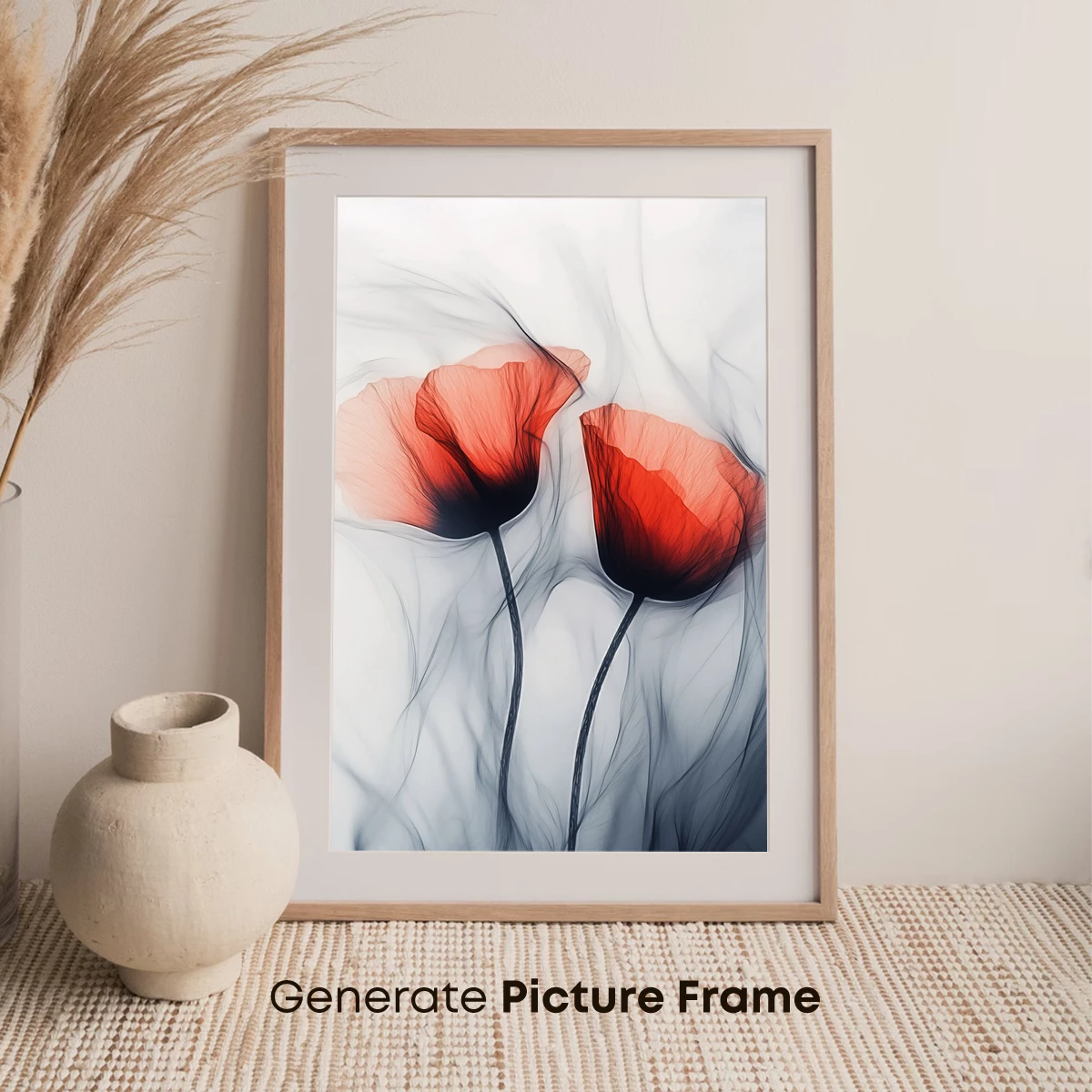 Ethereal Poppy Whispers: Smoke-Tinted Floral Art - Image 7