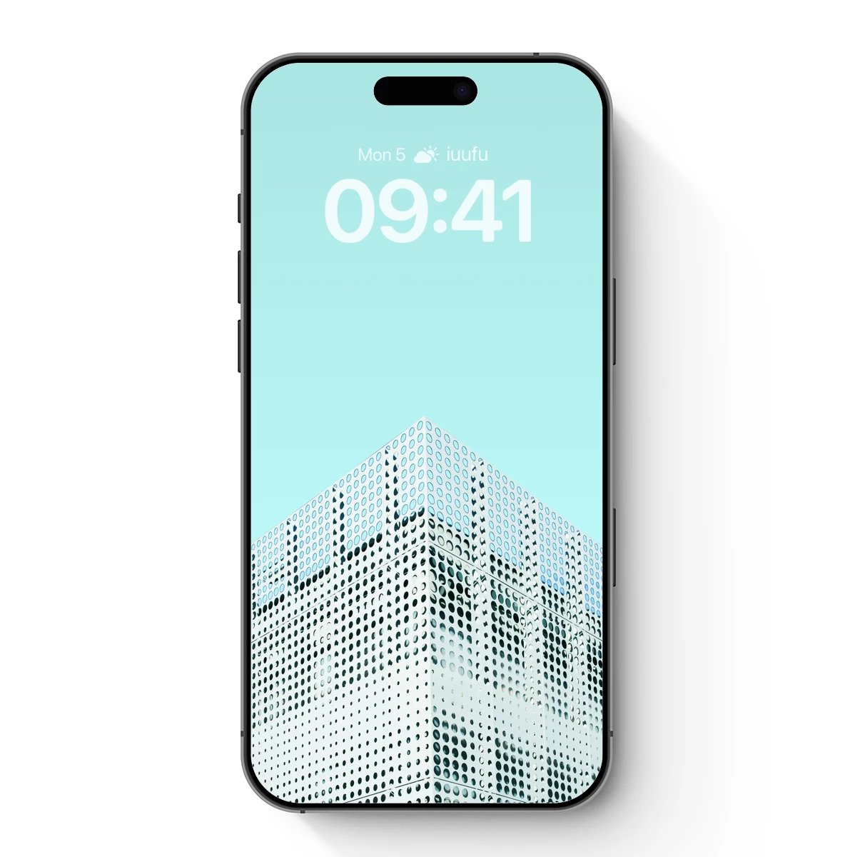 Geometric Perforated Facade in Pastel Blue Geometric Perforated Facade in Pastel Blue