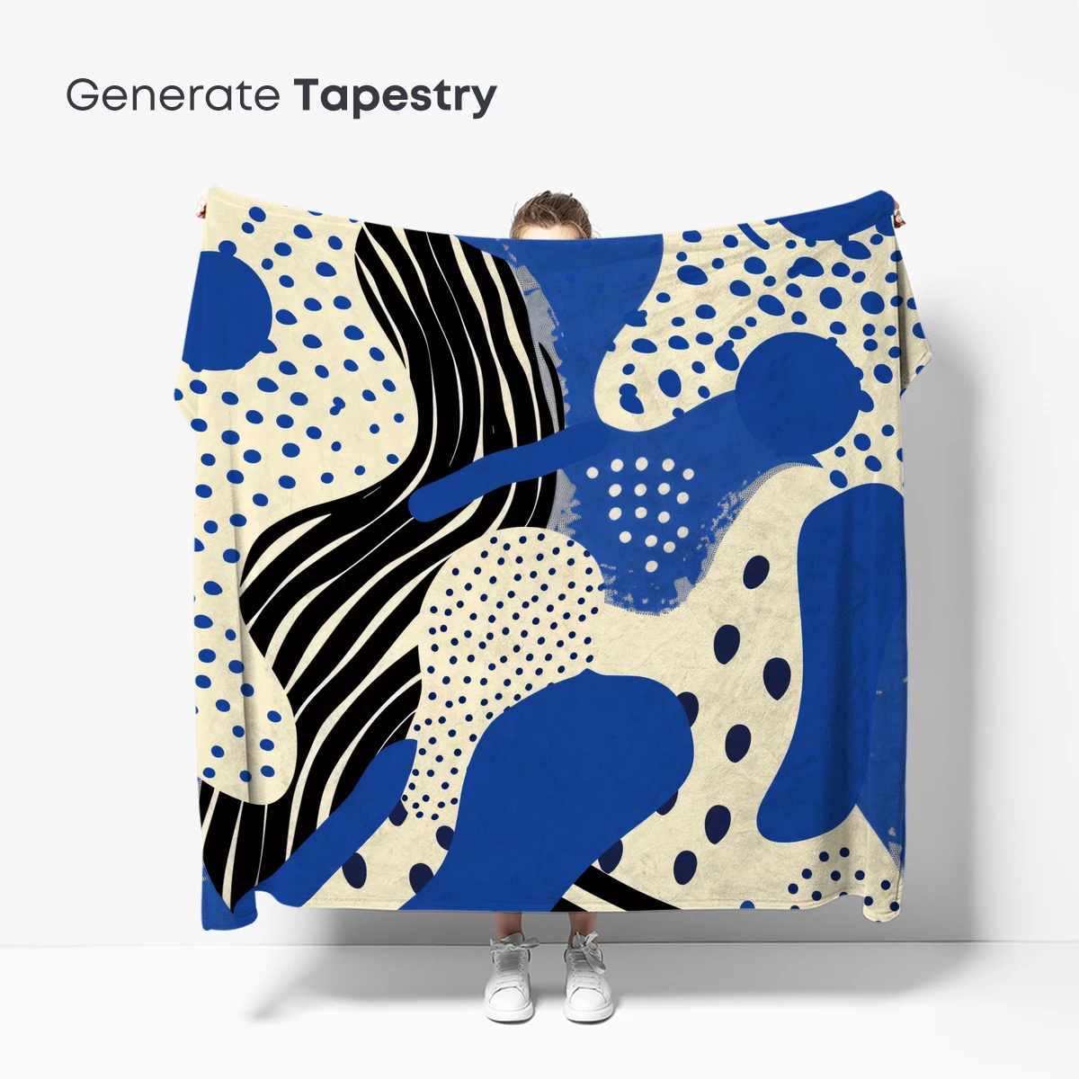 Bold Blue Abstract: Zebra Stripes and Dots Fusion - Image 5