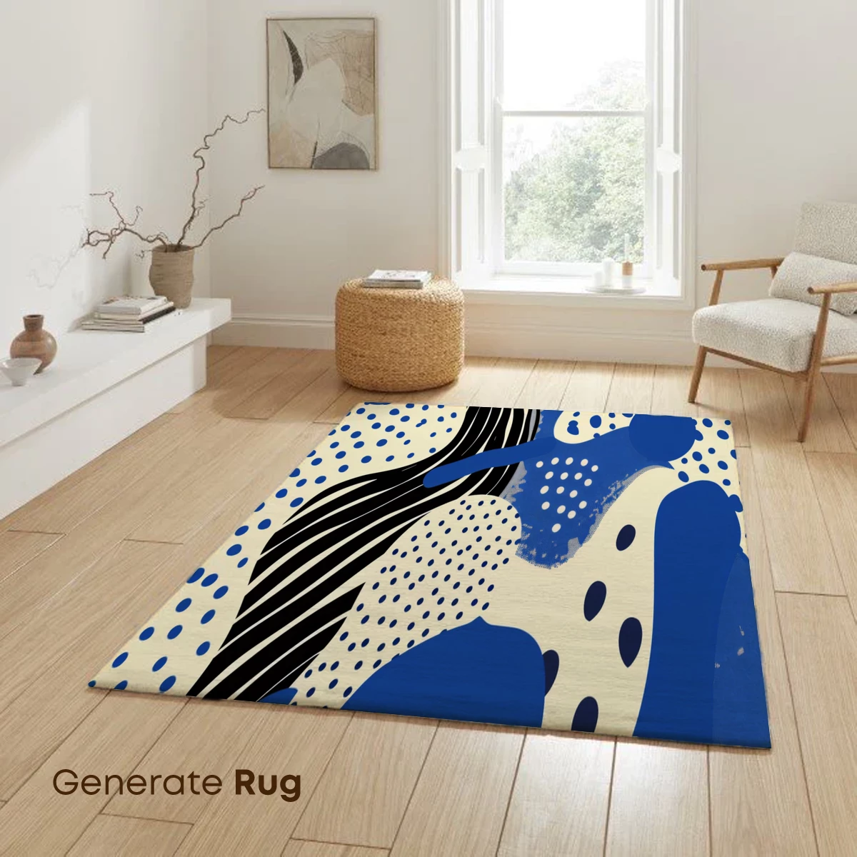 Bold Blue Abstract: Zebra Stripes and Dots Fusion - Image 6