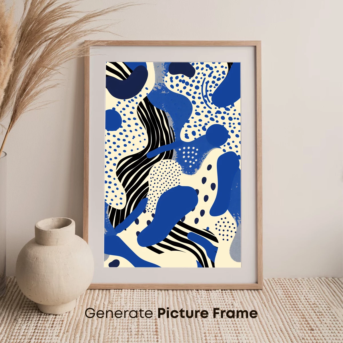 Bold Blue Abstract: Zebra Stripes and Dots Fusion - Image 7