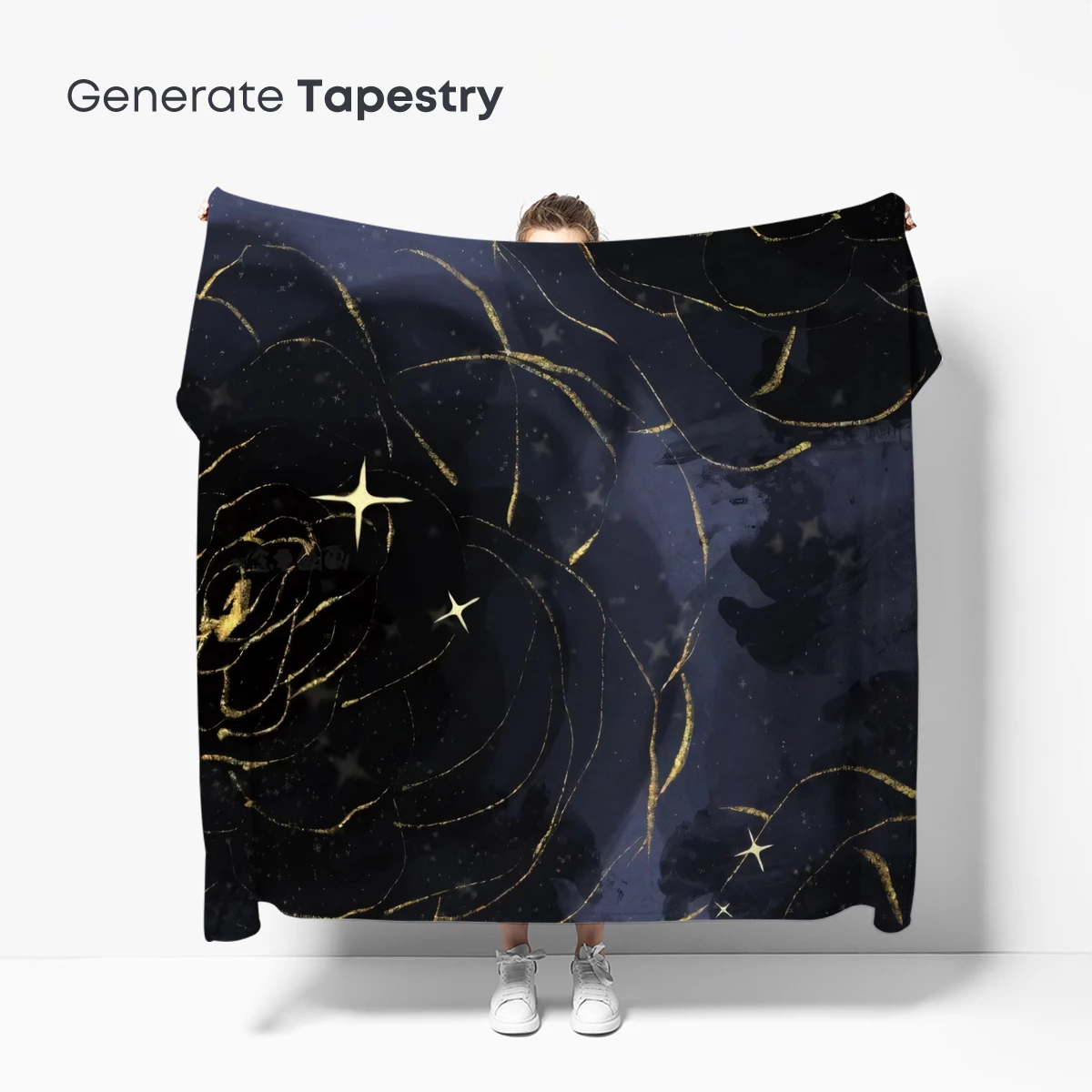 Elegant Midnight Roses: Golden Whispers in Dark Bloom - Image 5
