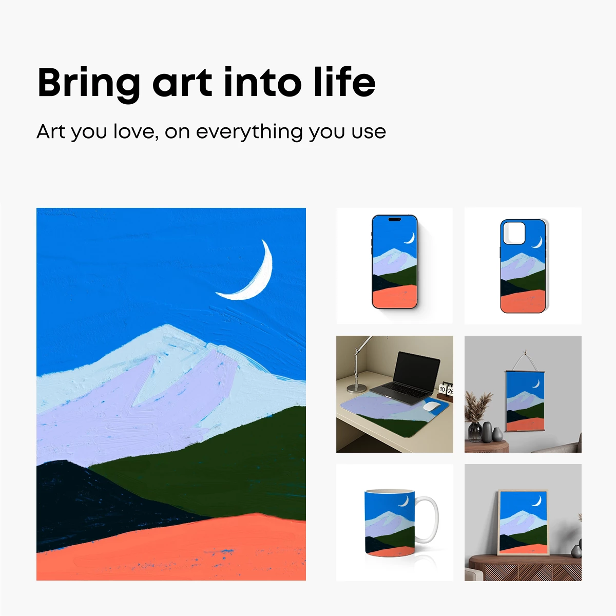 Crescent Moon Over Abstract Peaks - Image 2