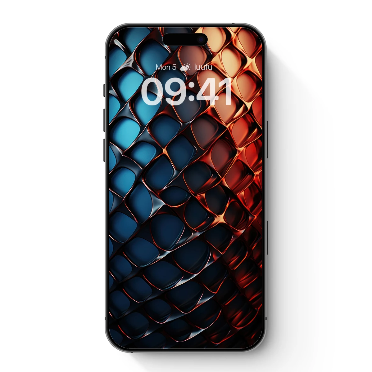 Geometric Fusion: Blue and Orange Abstract Grid