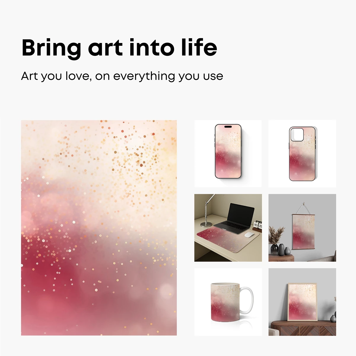 Bokeh Bliss: Ethereal Pink and Gold Glow - Image 2