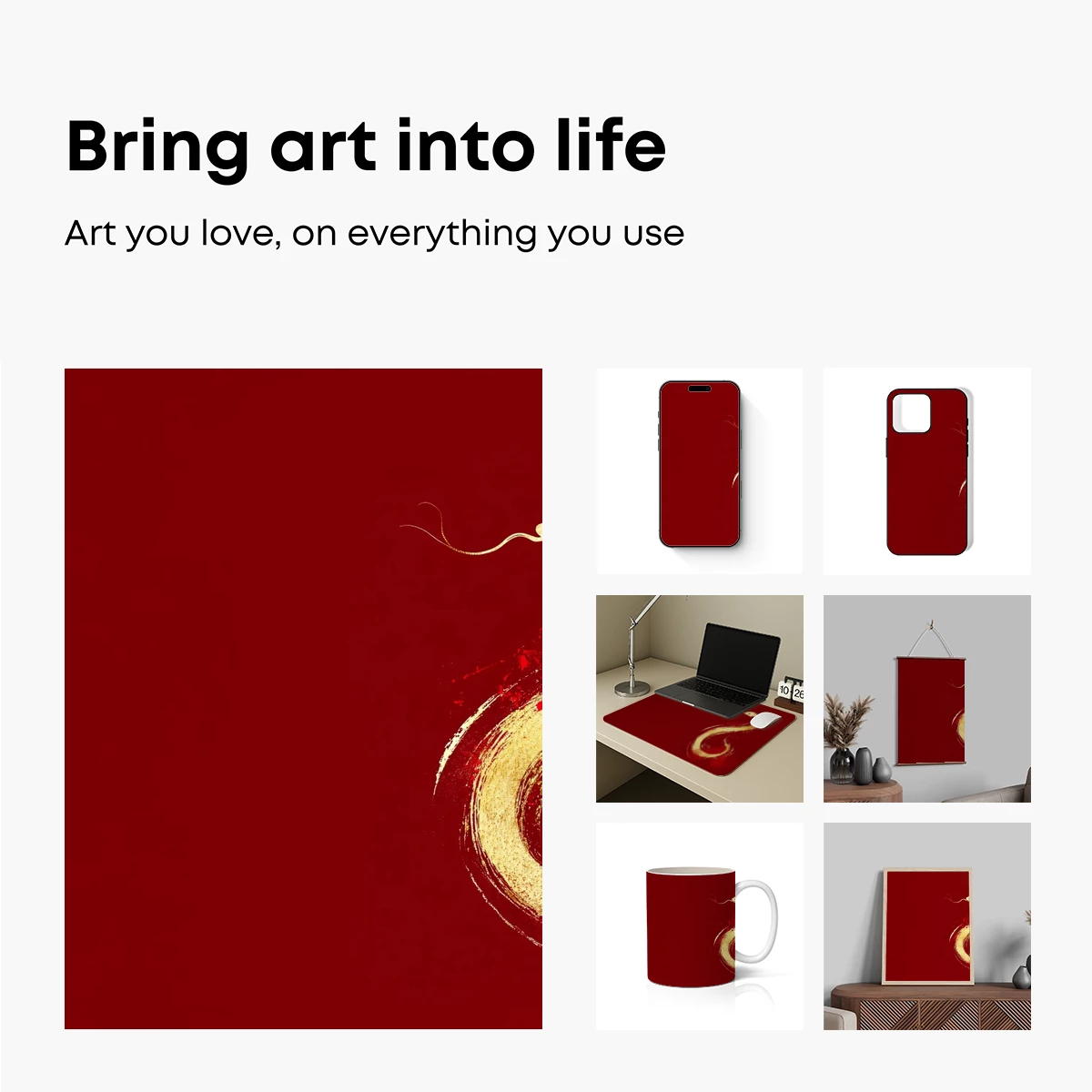 Golden Dragon's Elegance on Crimson Canvas