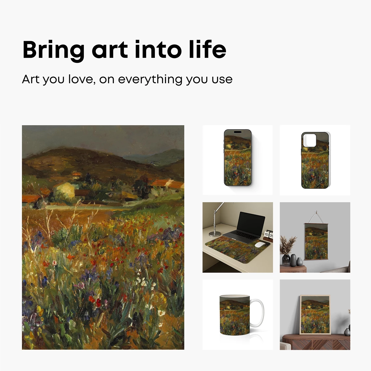 Blooming Fields Under Golden Hills - Image 2