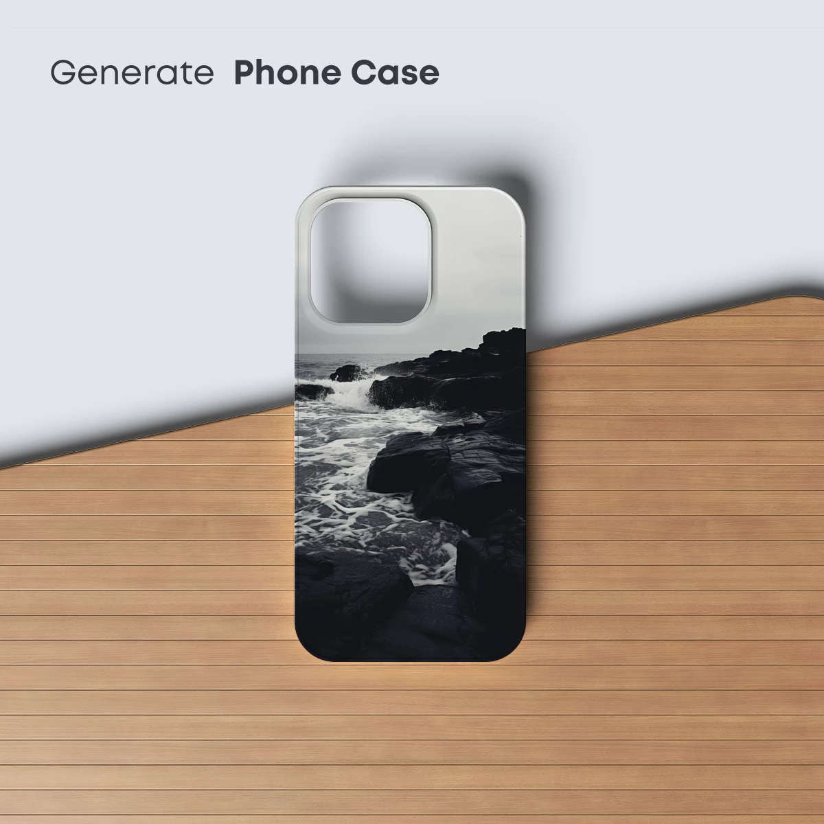 Gothic Shoreline: Waves Clash with Dark Rocks - Image 3