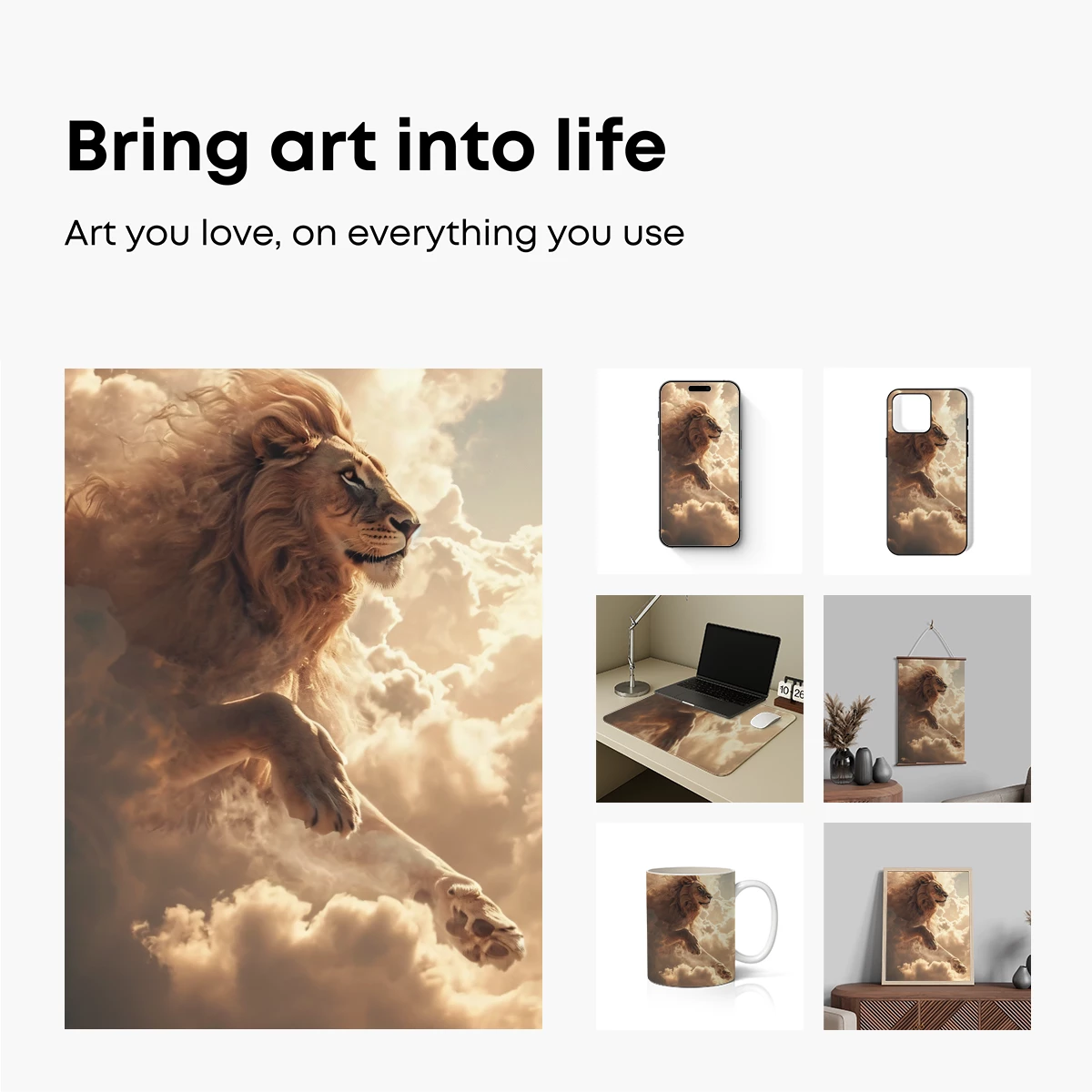 Lion Soaring Through Clouds: Majestic Fantasy Art - Image 2