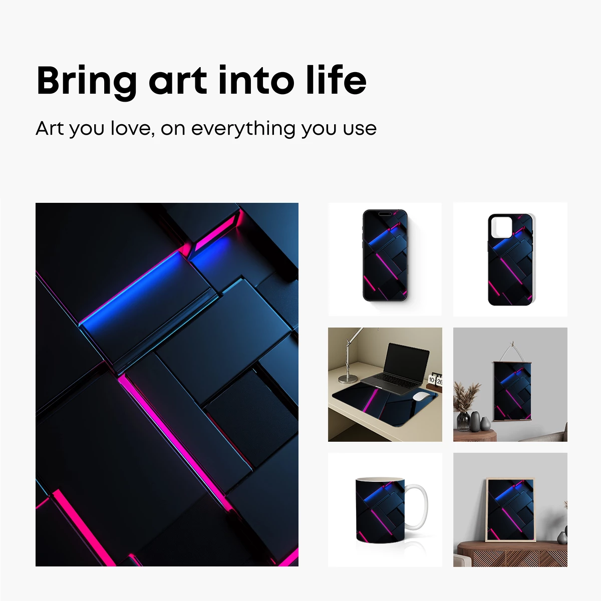 Neon Grid Odyssey: Futuristic Cubes in Glow - Image 2