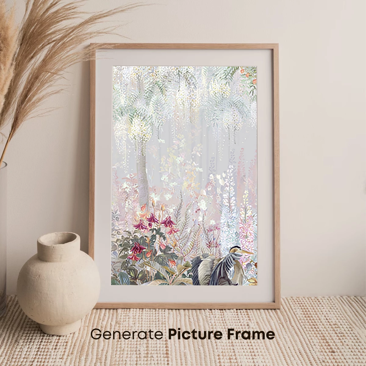 Enchanted Forest Heron: Whimsical Nature Art - Image 7