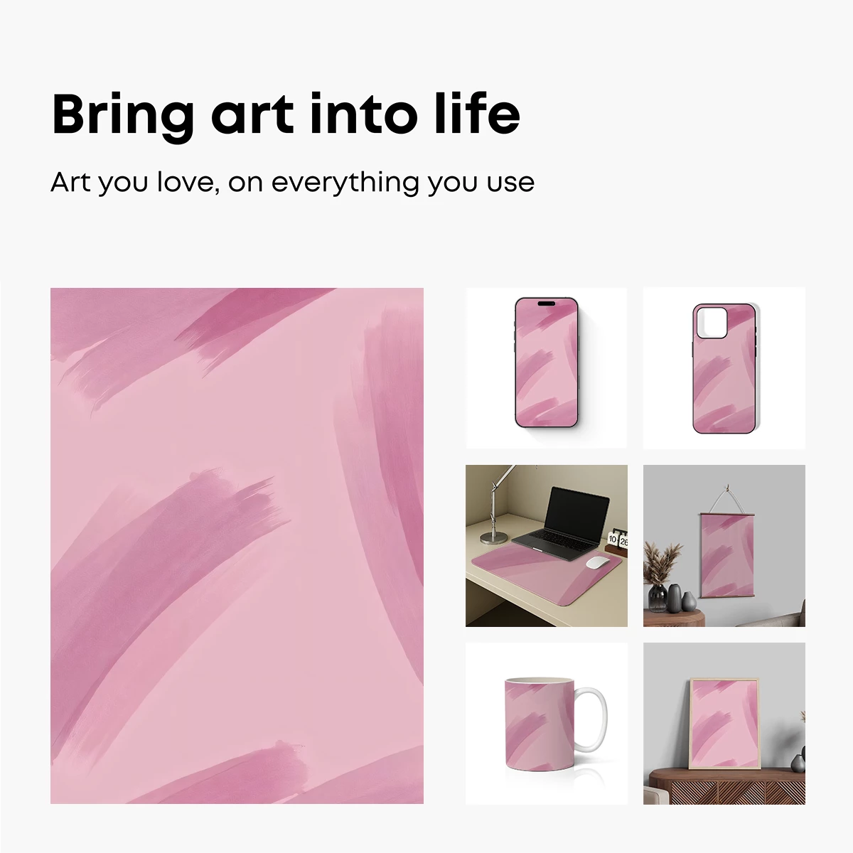 Blush Brushstrokes: Abstract Pink Harmony - Image 2