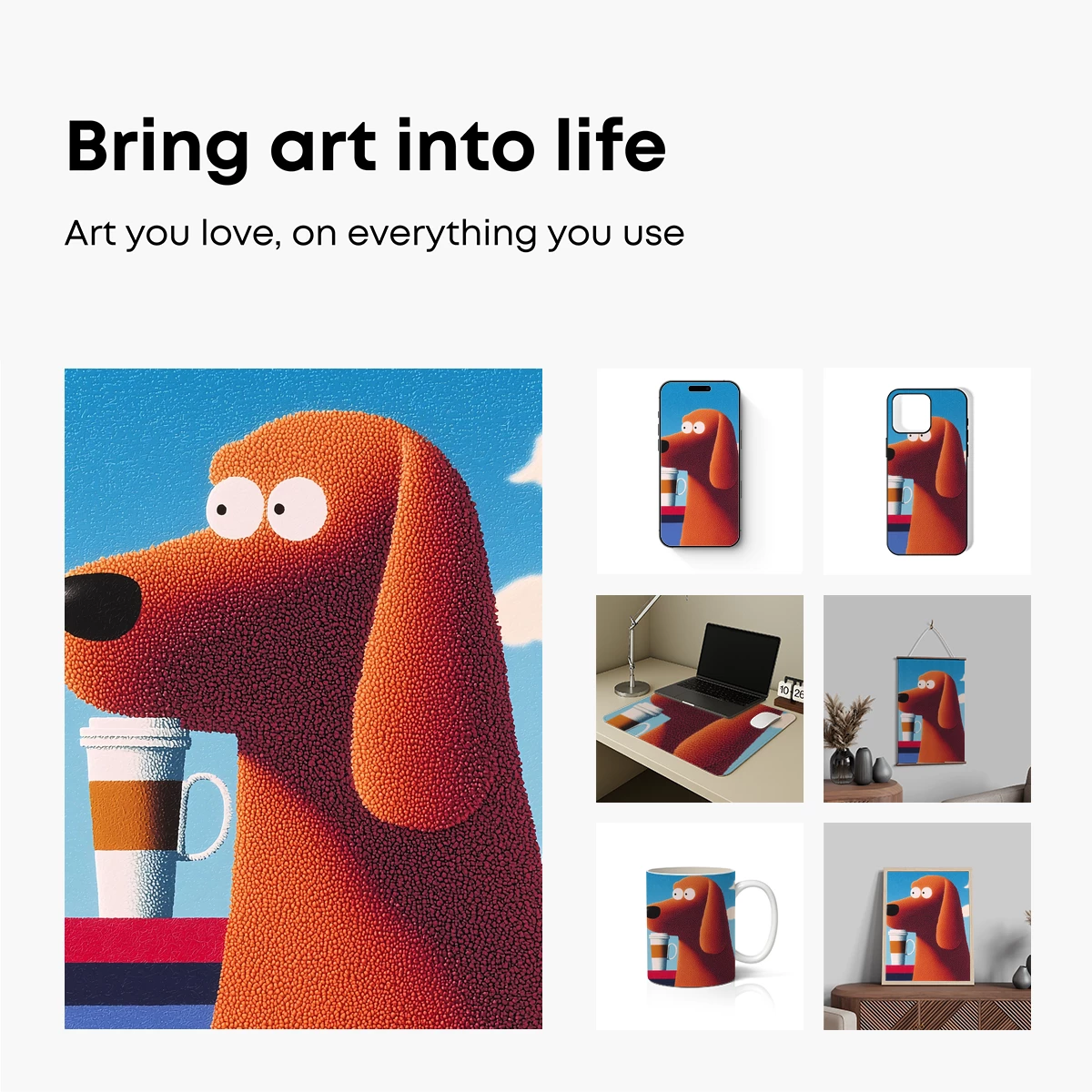 Caffeinated Canine: A Pixelated Pooch with a Coffee Cup - Image 2