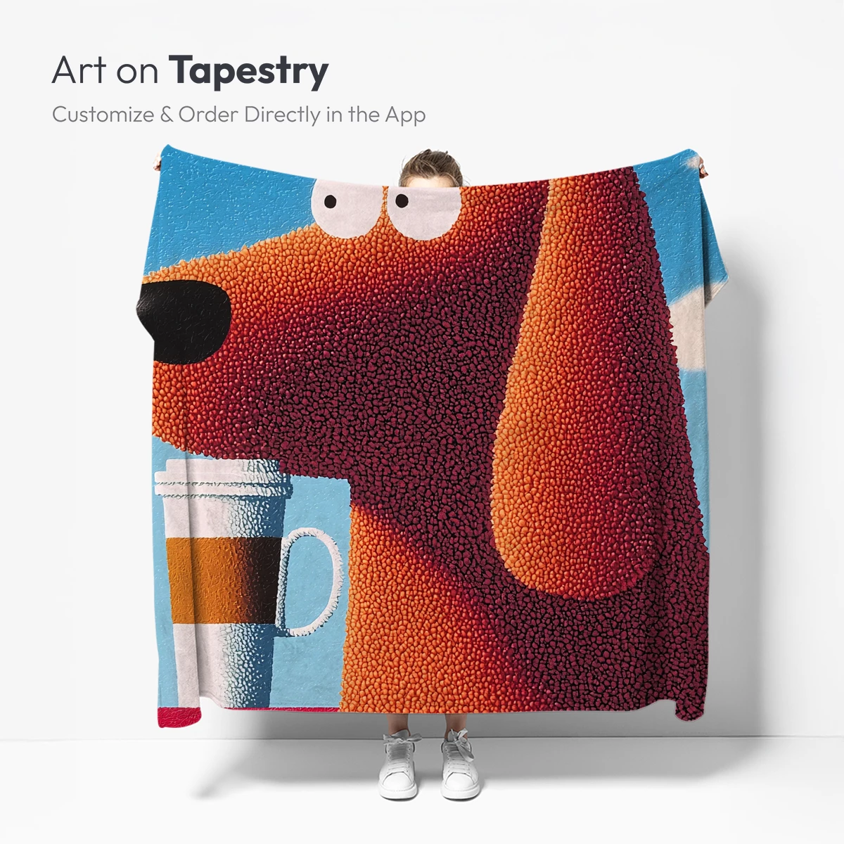 Caffeinated Canine: A Pixelated Pooch with a Coffee Cup - Image 5