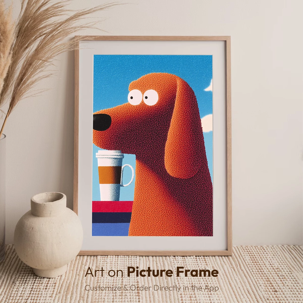 Caffeinated Canine: A Pixelated Pooch with a Coffee Cup - Image 7